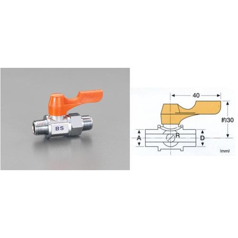 エスコ EA425BS-111 R1/8”xR1/8”ミニボールバルブ(RoHS対応品) 1個（ご注文単位1個）【直送品】