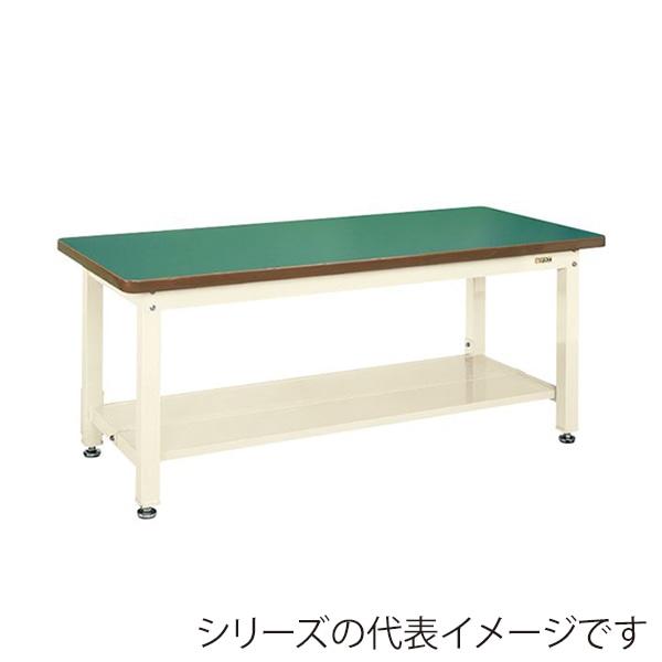 サカエ 重量作業台 KWタイプ 中板2枚付サカエリューム天板 グリーン/アイボリー KWF-188T1I 1台(ご注文単位1台)【直送品】