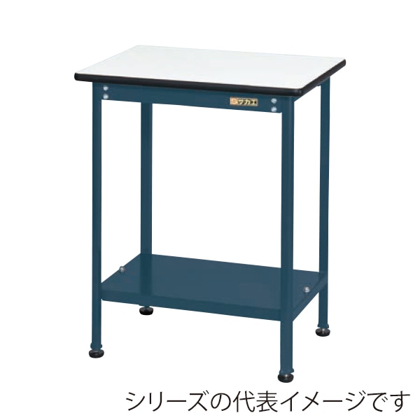 サカエ 軽量小型作業台 中板付 ポリエステル天板 ホワイト/ダークグレー KMT-6045TD 1台(ご注文単位1台)【直送品】