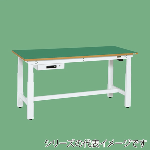サカエ 電動昇降作業台 重量タイプ キャビネット1段付サカエリューム天板 グリーン/ホワイト DKN-187AFEW 1台(ご注文単位1台)【直送品】
