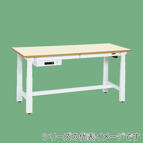 サカエ 電動昇降作業台 重量タイプ キャビネット1段付 メラミン天板 アイボリー/ホワイト DKN-159AIMW 1台(ご注文単位1台)【直送品】