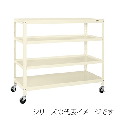 サカエ スーパーキャスターラック 4段 直進安定金具付 ナイロンウレタン車 アイボリー SPR-1224MRNUI 1台(ご注文単位1台)【直送品】