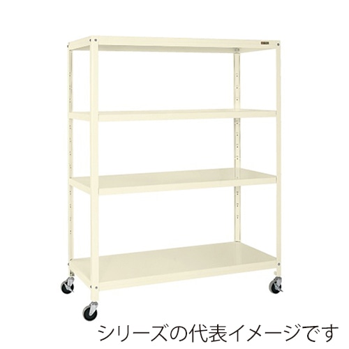 サカエ スーパーキャスターラック 4段 直進安定金具付 ナイロンウレタン車 アイボリー SPR-3224MRNUI 1台(ご注文単位1台)【直送品】