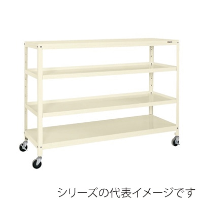 サカエ スーパーキャスターラック 4段 直進安定金具付 ナイロンウレタン車 アイボリー SPR-1324MRNUI 1台(ご注文単位1台)【直送品】