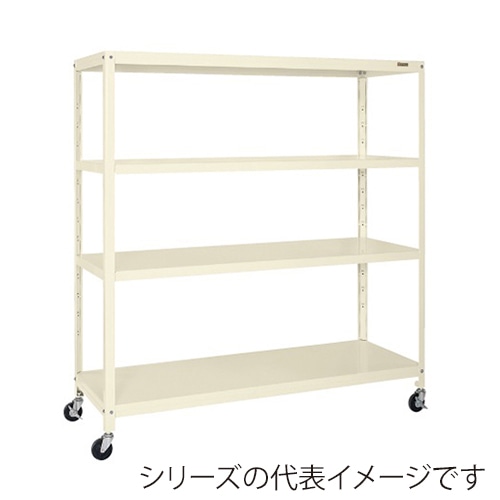 サカエ スーパーキャスターラック 4段 直進安定金具付 ナイロンウレタン車 アイボリー SPR-3324MRNUI 1台(ご注文単位1台)【直送品】