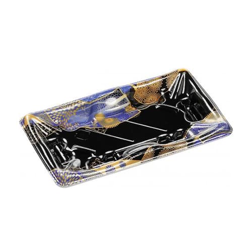 エフピコ 寿司容器 輝ステージ 本体 1-3PK はな扇子青 50枚/袋（ご注文単位30袋）【直送品】