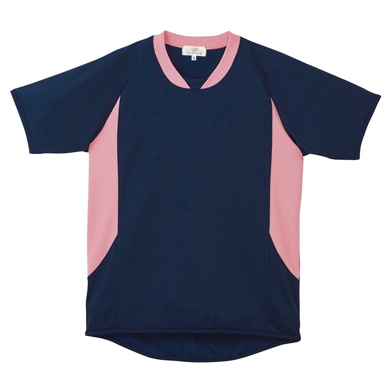 キラク入浴介助用シャツ 男女兼用 CR108 L ネイビー×ピーチ #90 1枚(ご注文単位1枚)【直送品】