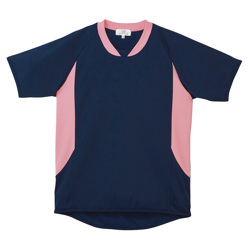 キラク入浴介助用シャツ 男女兼用 CR108 LL ネイビー×ピーチ #90 1枚(ご注文単位1枚)【直送品】