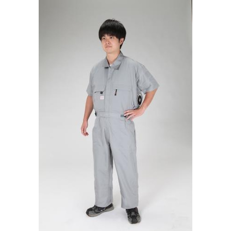 エスコ EA996AM-115[4L]空調継ぎ作業服(送風ファン付/半袖グレー) 1個（ご注文単位1個）【直送品】