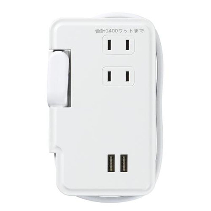 エスコ EA940CD-119 AC100V/2.4A/0.9m3口タップ(巻取式/USB-A付) 1個(ご注文単位1個)【直送品】