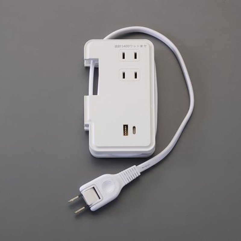 エスコ EA940CD-120 AC100V/2.4A/0.9m3口タップ(巻取式/USB-C付) 1個(ご注文単位1個)【直送品】