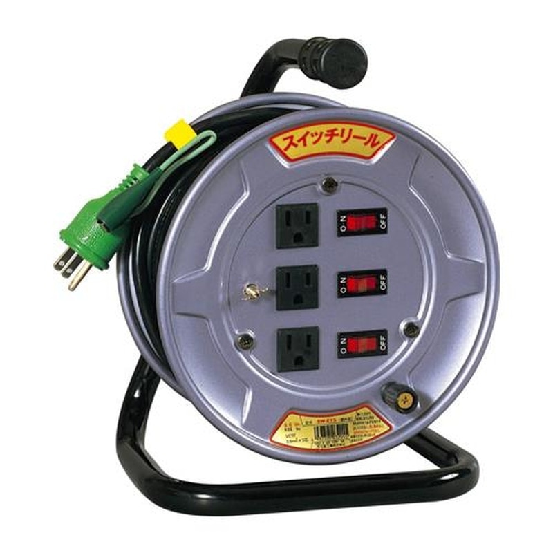 エスコ EA815BH-106 AC125V/15A/10mコードリール(スイッチ/アース付) 1個(ご注文単位1個)【直送品】