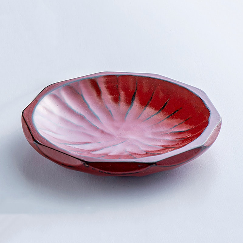 山下工芸 菊彫銘々皿 根来 42039850 1枚(ご注文単位1枚)【直送品】