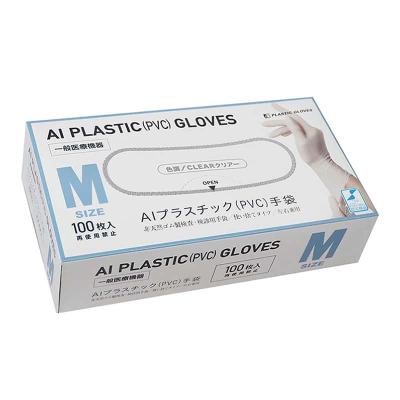 大一産業 アンプリー AIプラスチック（PVC）手袋 クリア M 100枚入 1箱（ご注文単位10箱）【直送品】