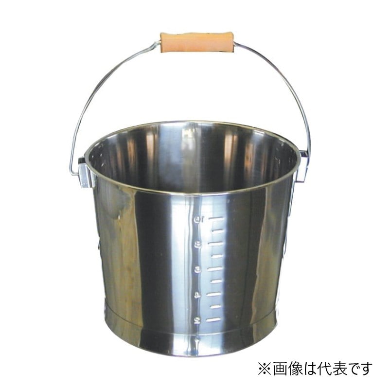 スギコ産業 18-8 目盛付バケツ プレス 木製把手 10L SA0719-SH-640B 1個(ご注文単位1個)【直送品】