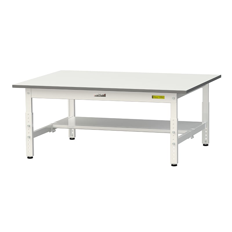 山金工業 ワークテーブル150 高さ調整タイプ 低床用 H400~575mm 半面棚板付 1200×900 1台(ご注文単位1台)【直送品】