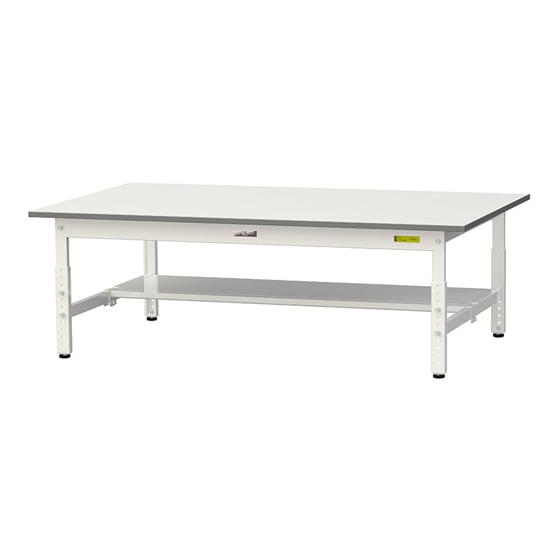 山金工業 ワークテーブル150 高さ調整タイプ 低床用 H400~575mm 半面棚板付 1500×900 1台(ご注文単位1台)【直送品】