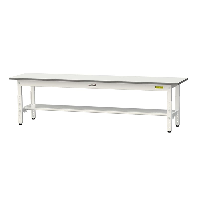 山金工業 ワークテーブル150 高さ調整タイプ 低床用 H400~575mm 半面棚板付 1800×450 1台(ご注文単位1台)【直送品】