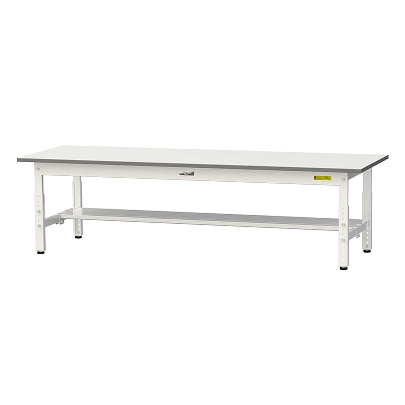 山金工業 ワークテーブル150 高さ調整タイプ 低床用 H400~575mm 半面棚板付 1800×600 1台(ご注文単位1台)【直送品】