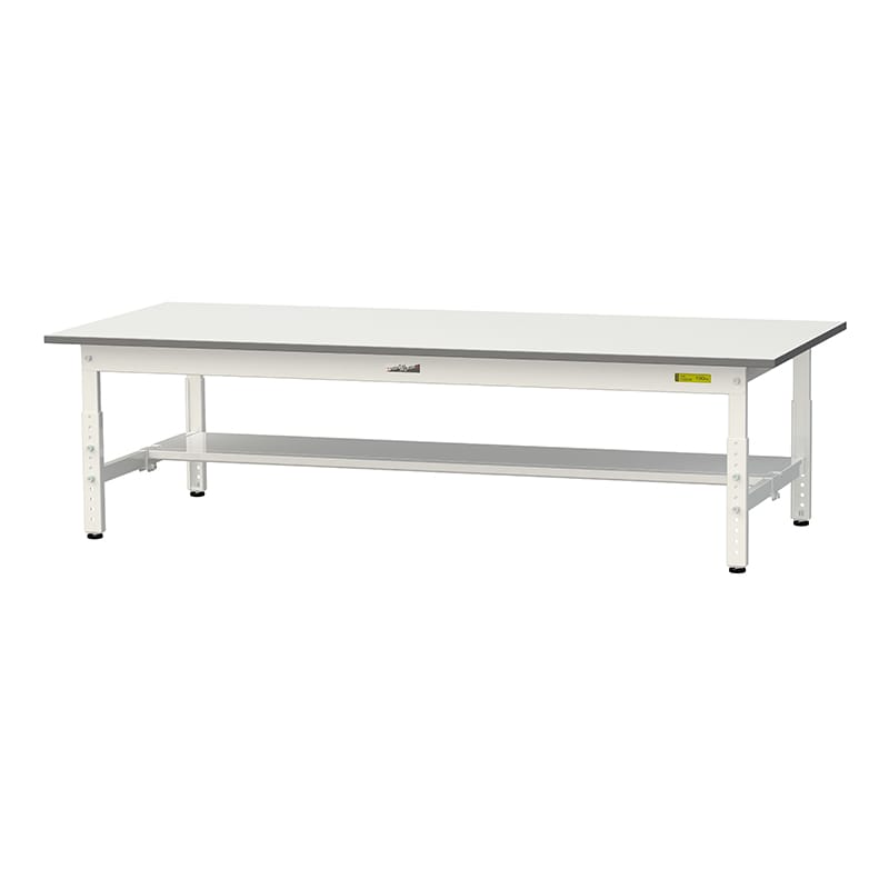 山金工業 ワークテーブル150 高さ調整タイプ 低床用 H400~575mm 半面棚板付 1800×750 1台(ご注文単位1台)【直送品】