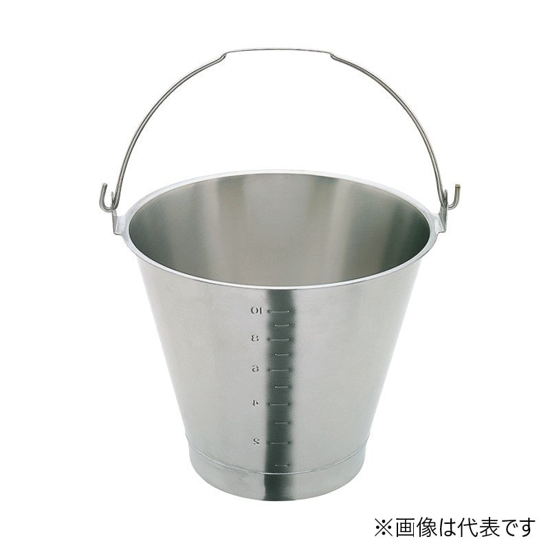 スギコ産業 18-8 目盛付バケツ ベース付 12L SA0730-SH-549-13WBM 1個(ご注文単位1個)【直送品】