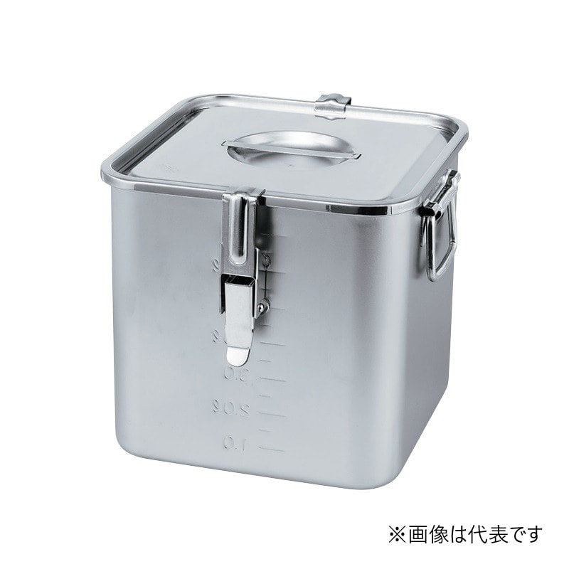 スギコ産業 18-8 目盛付 角キッチンポット フタ付 手付 パッキン・フック付 22cm SA1625-SH-4222D-PF 1個（ご注文単位1個）【直送品】