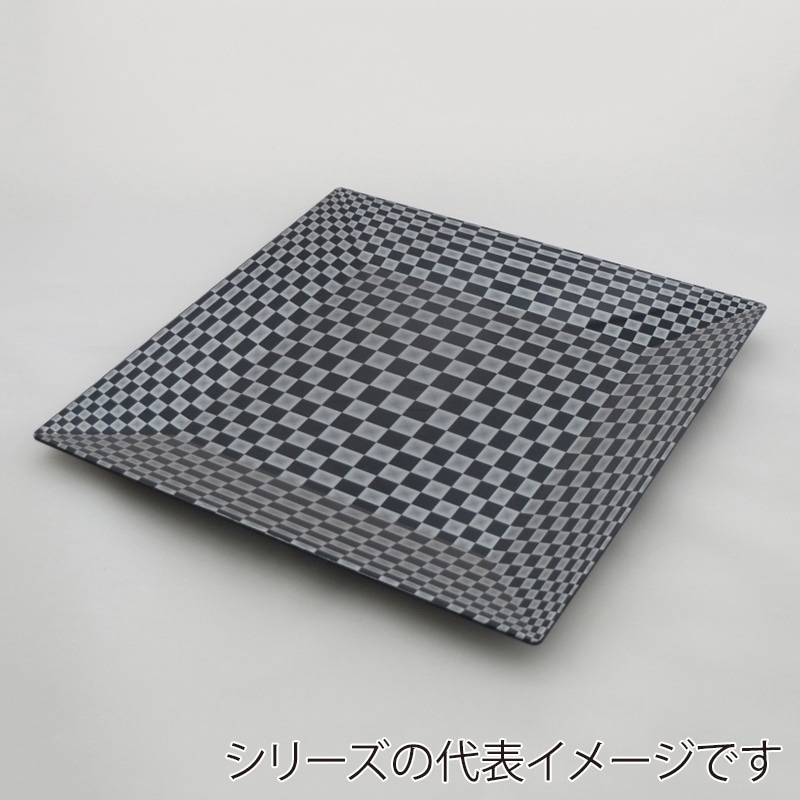 ニシキ プラスチック皿 角皿 20 ブラック・シルバー 20枚/袋（ご注文単位12袋）【直送品】