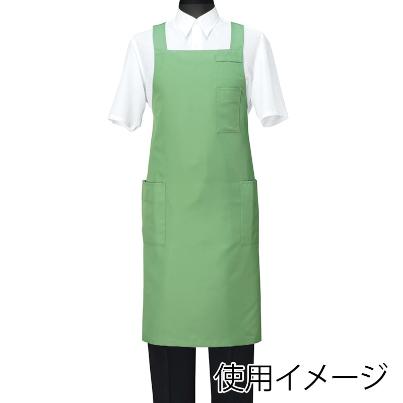 セブンユニフォーム 胸当てエプロン 男女兼用 L グリーン CT2566-4 1枚(ご注文単位1枚)【直送品】