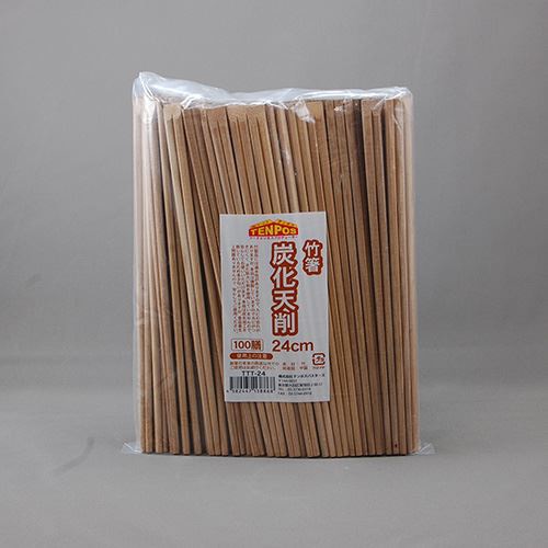 テンポスバスターズ 割りばし 竹箸　炭化天削 24cm　100膳/パック（ご注文単位30パック）【直送品】