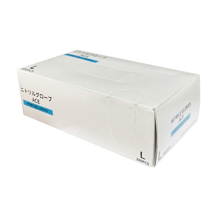 ニトリルグローブACE ホワイト FR-5123 L 200枚入 10個/箱(ご注文単位1箱)【直送品】