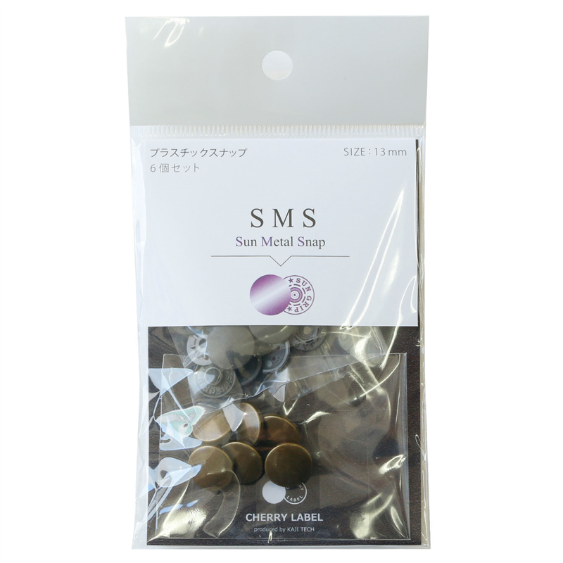 CHERRY LABEL SUN METAL SNAP メタル風スナップ 13mm 6組入 アンティークゴールド SMS13-TAB 1袋（ご注文単位1袋）【直送品】