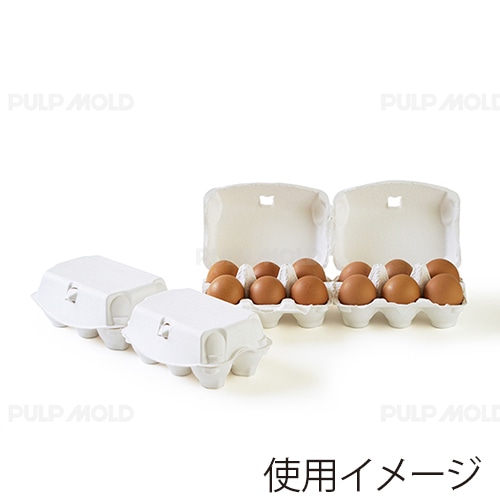 日本モウルド工業 パルプモールド卵パック 新パルパック 卵6個用 2連結 白無地 26806 100枚/袋（ご注文単位1袋）【直送品】