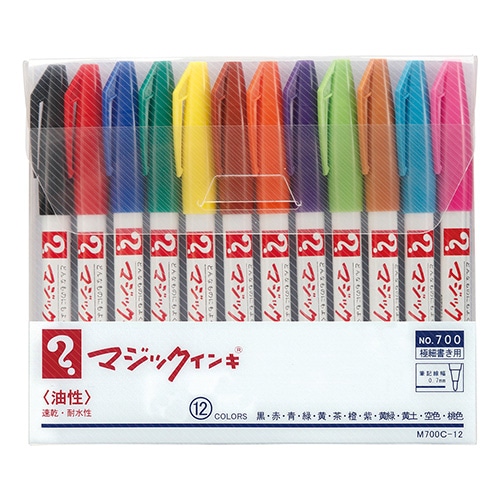 寺西化学工業 油性マーキングペン　マジックインキ No.700　極細　12色セット M700C-12 1セット（ご注文単位5セット）【直送品】