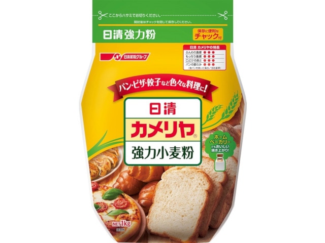 日清フーズ カメリヤ　強力小麦粉　チャック付き 1kg 常温 1個※軽（ご注文単位1個）※注文上限数12まで【直送品】