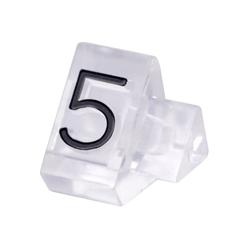 友屋 ニュープライスキューブ 補充用単品 M用 透明／黒文字 「5」 20粒 07106CL5 1袋（ご注文単位2袋）【直送品】