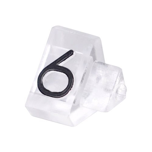 友屋 ニュープライスキューブ 補充用単品 M用 透明／黒文字 「6」 20粒 07106CL6 1袋（ご注文単位2袋）【直送品】