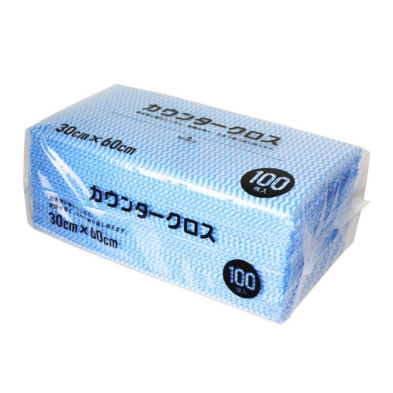大和物産 カウンタークロス 60×30 ブルー 100枚入 1パック（ご注文単位16パック）【直送品】