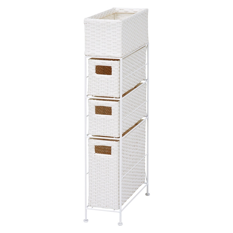 萩原 ランドリーラック 幅15.5cm 3杯 ホワイト RAN-2405WH 1台(ご注文単位1台)【直送品】