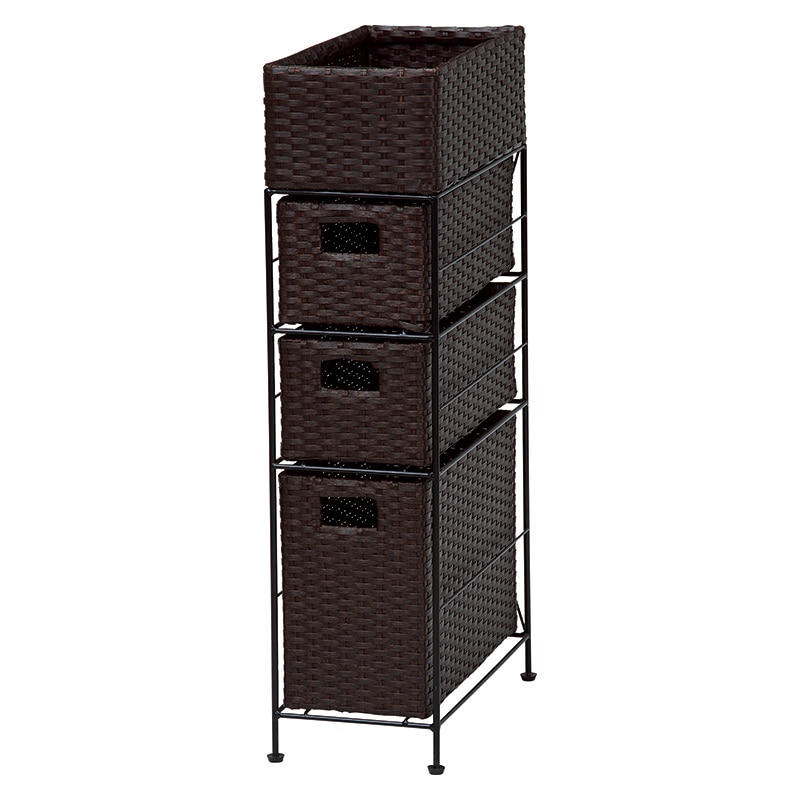 萩原 ランドリーラック 幅20.5cm 4杯 ダークブラウン RAN-2406DBR 1台(ご注文単位1台)【直送品】