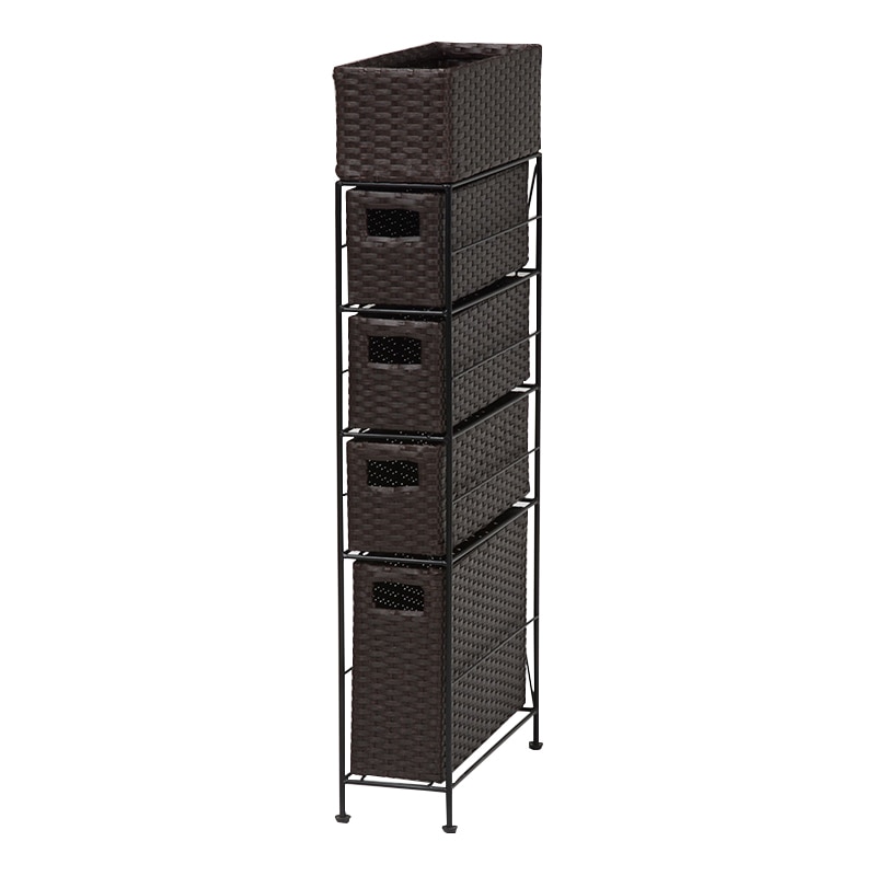 萩原 ランドリーラック 幅15.5cm 4杯 ダークブラウン RAN-2407DBR 1台(ご注文単位1台)【直送品】