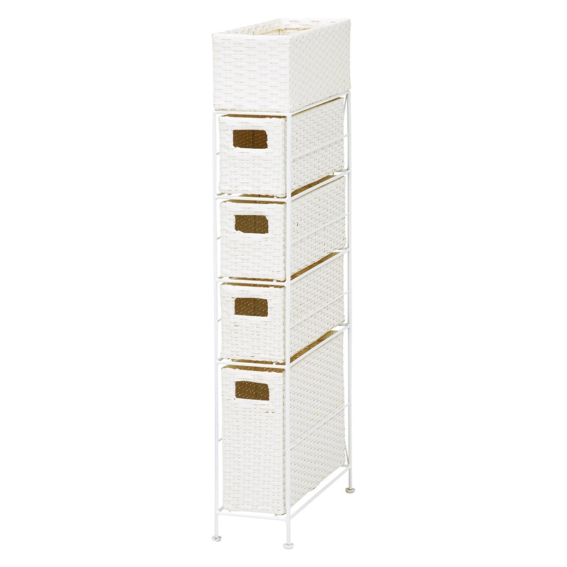 萩原 ランドリーラック 幅15.5cm 4杯 ホワイト RAN-2407WH 1台(ご注文単位1台)【直送品】