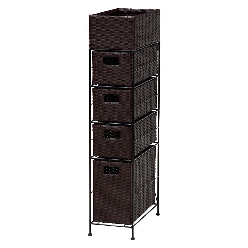 萩原 ランドリーラック 幅20.5cm 4杯 ダークブラウン RAN-2408DBR 1台(ご注文単位1台)【直送品】