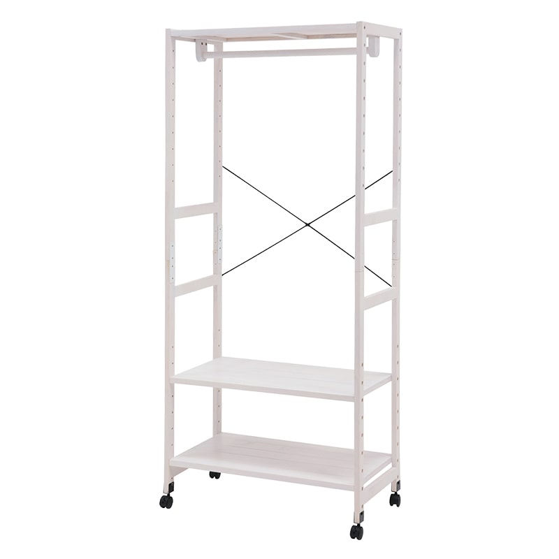 萩原 ハンガーラック 幅77cm ホワイトウォッシュ MHR-6251WS 1台(ご注文単位1台)【直送品】