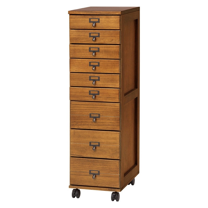 萩原 書類チェスト 9段 A4対応 ブラウン MCH-6171BR 1台(ご注文単位1台)【直送品】