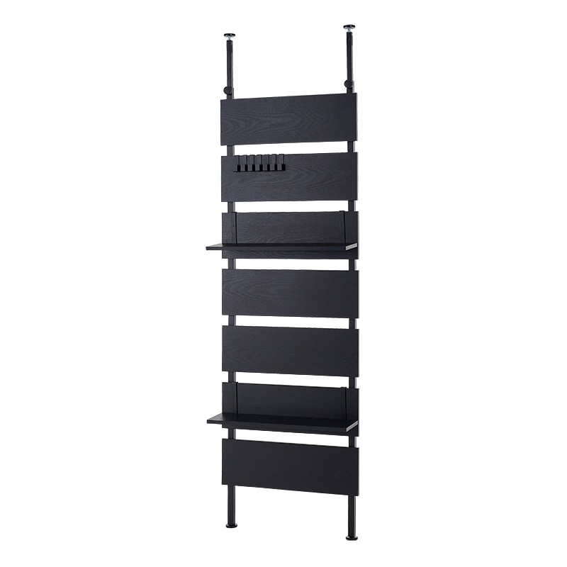 萩原 突っ張り式ウォールラック 幅60cm ブラック×ブラック KTR-3147BK 1台(ご注文単位1台)【直送品】