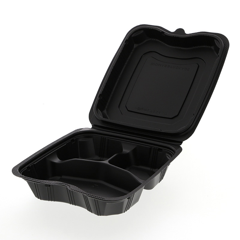 リスパック 弁当容器 バイオデリカシェルBOX 70-1 黒 25枚/袋