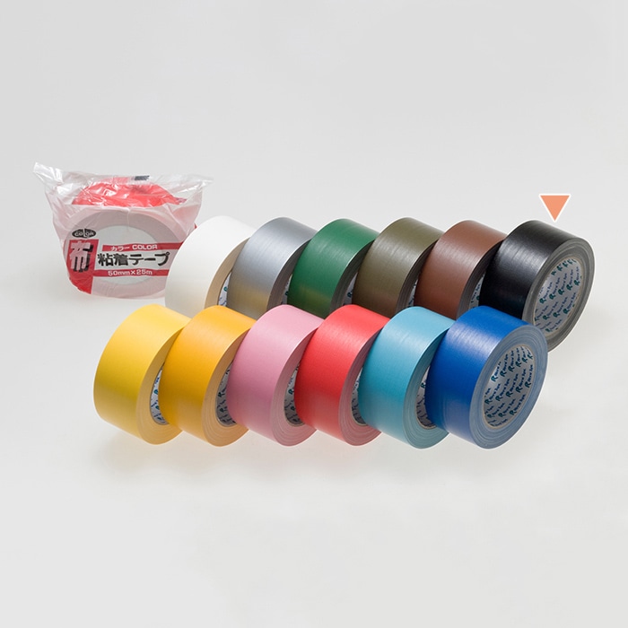 リンレイテープ 包装用 布カラー粘着テープ 50×25 #364 黒 1巻(ご注文単位30巻)【直送品】