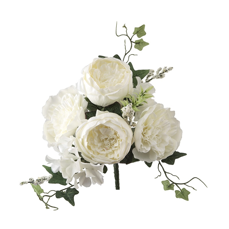 ビバ工芸 造花 キャベッジローズブッシュ クリーム VE4127 1本(ご注文単位1本)【直送品】