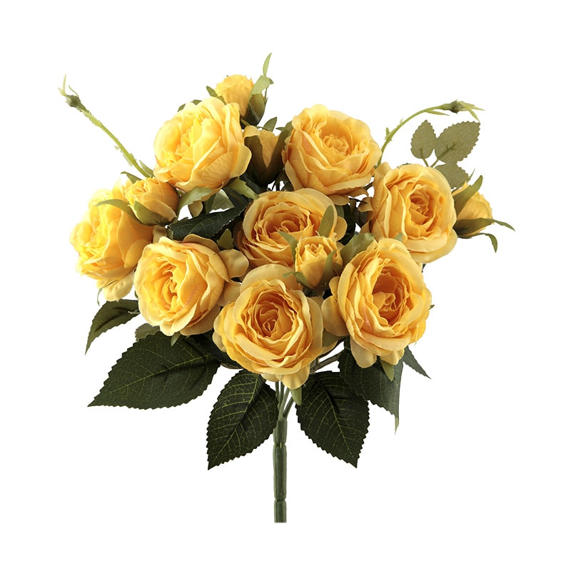 ビバ工芸 造花　アロマローズブッシュ イエロー VE6747 1本（ご注文単位1本）【直送品】