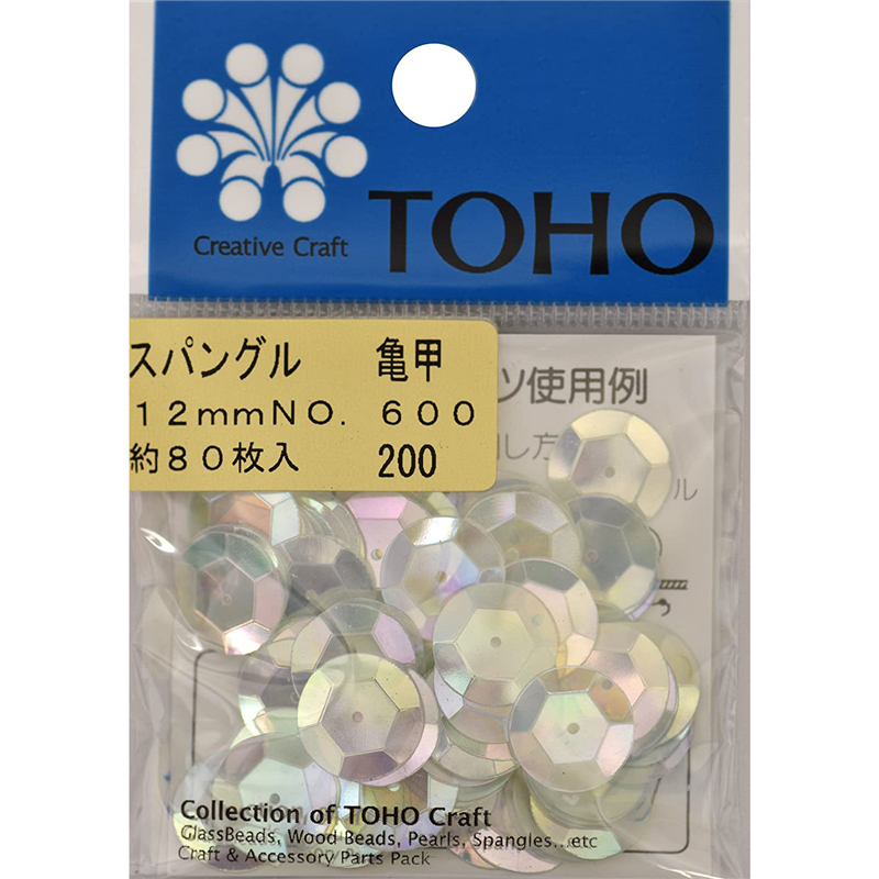 TOHO スパングル 亀甲 約12mm オーロラ 約80枚入り No.600 1枚（ご注文単位1枚）【直送品】